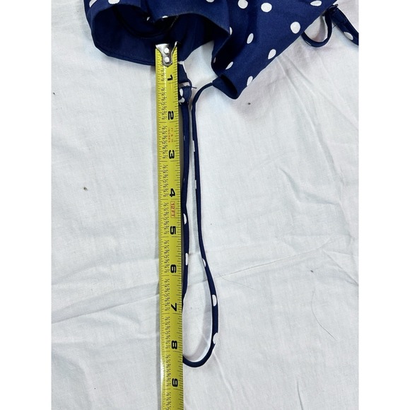 Gilli Vtg Babydoll Top Tank Navy Blue Polka Dots Wmn Lrg Keyhole Y2K - Picture 12 of 12